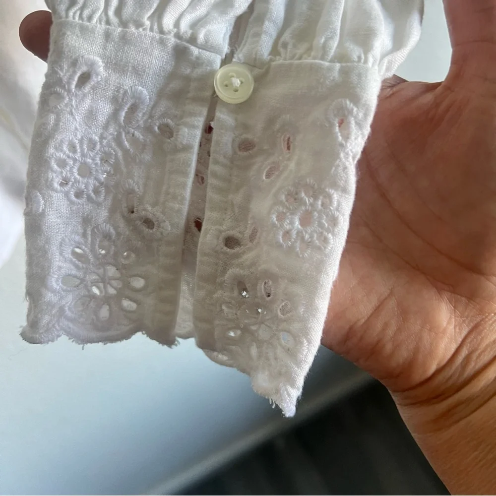 Ann Taylor Elegant White Eyelet Blouse Classic Size M NWT - Picture 9 of 15